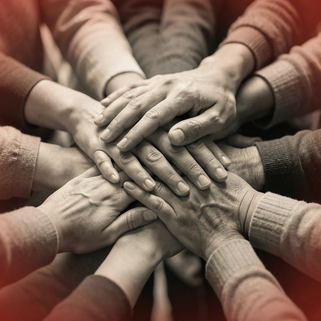 Hands stacked in support